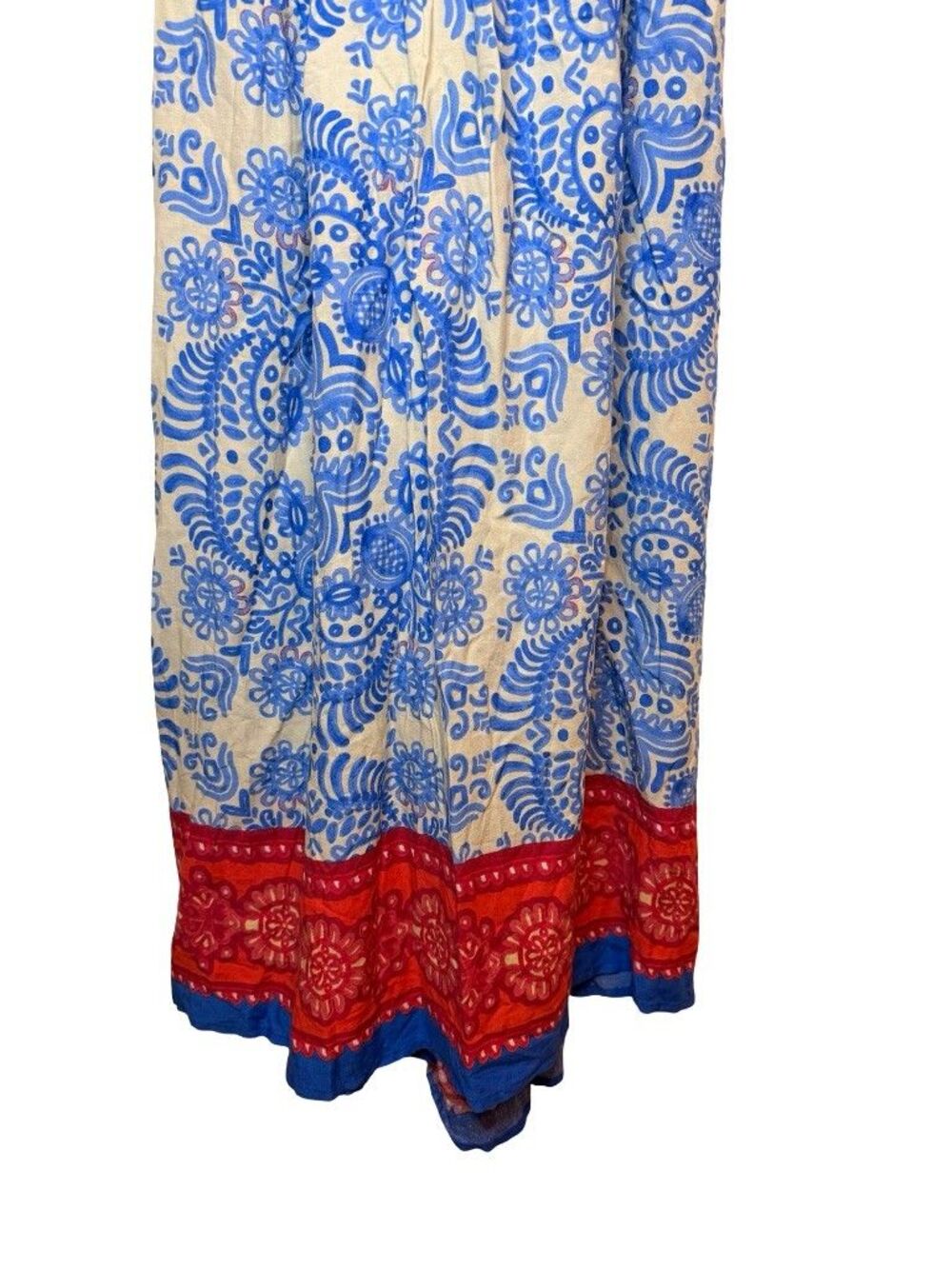 Zara Blue Boho Paisley Print Maxi Dress Womens XL Spaghetti Strap VNeck Sundress - Picture 4 of 8